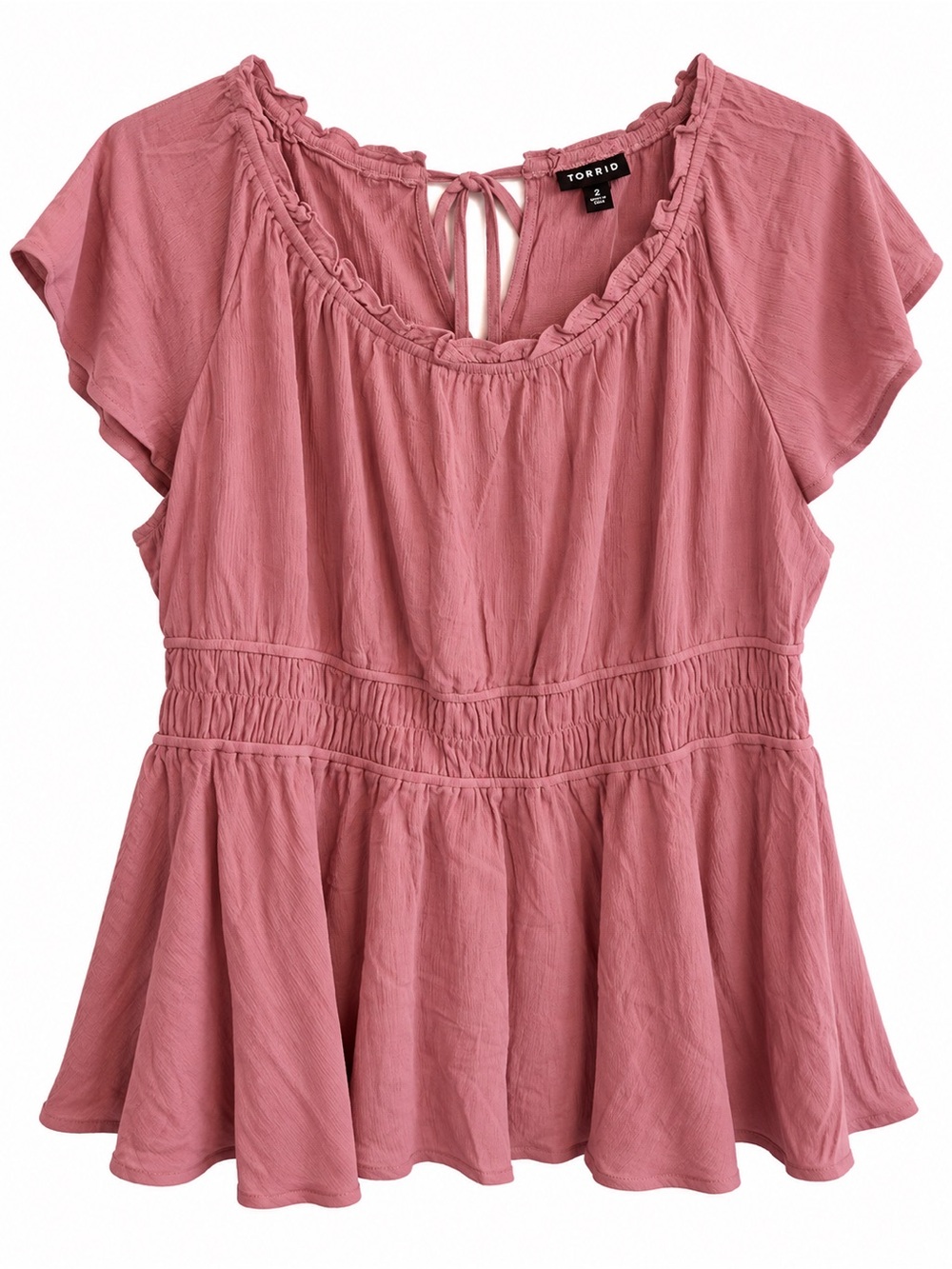 Torrid Babydoll Gauze Short Sleeve Top Dusty Rose Pink Size 2 / 2X NWT
